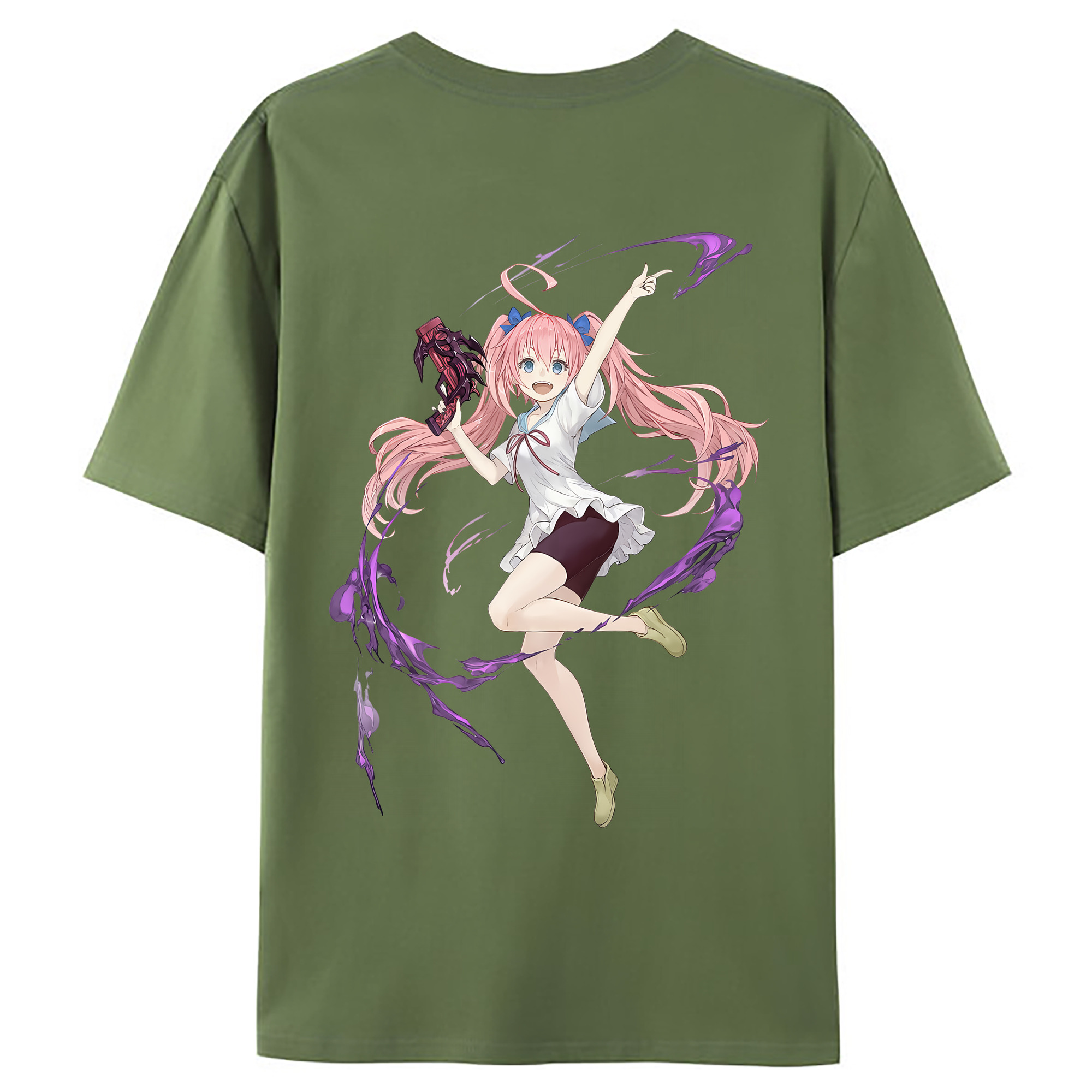 （画像用） 転スラ Regarding Reincarnated to Slime 綿100％ メンズ半袖Tシャツ（バックプリント） 通気性
